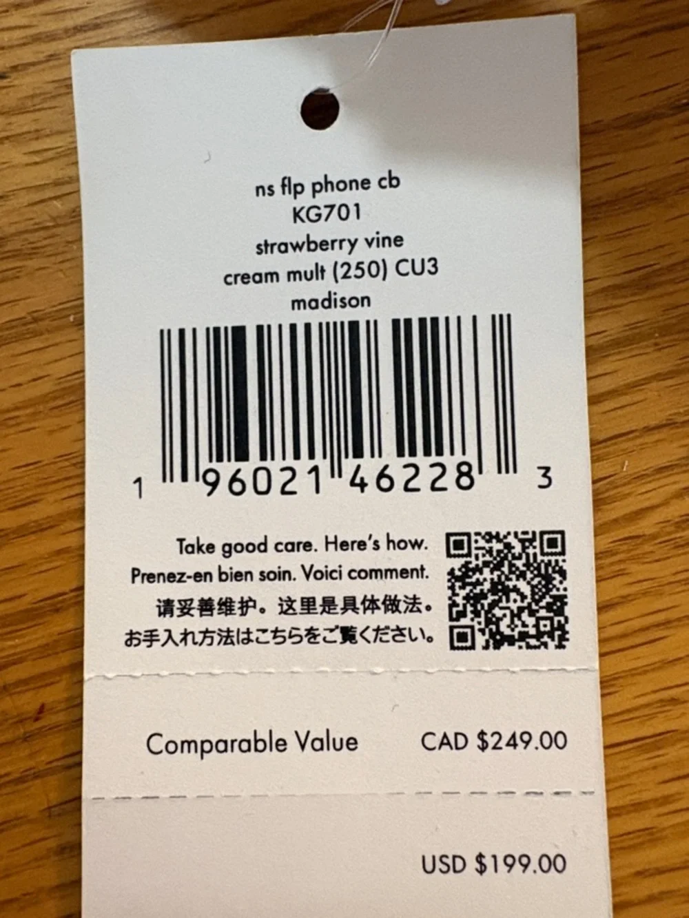 kate spade White Strawberry Print Crossbody Phone Pouch KG701 Madison - Picture 6 of 6